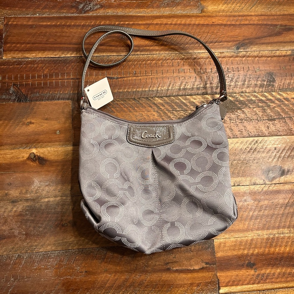 NWT Coach Gray Ashley Dot Op Art Signature Crossbody Bag Small